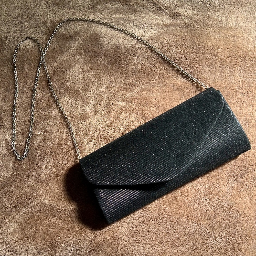 ~ Black sparkly crossbody clutch purse ~